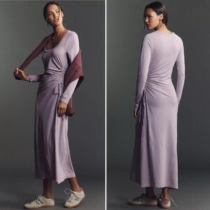 NWT Daily Practice Anthropologie Long-Sleeve Side-Slit Column Midi Dress, Medium